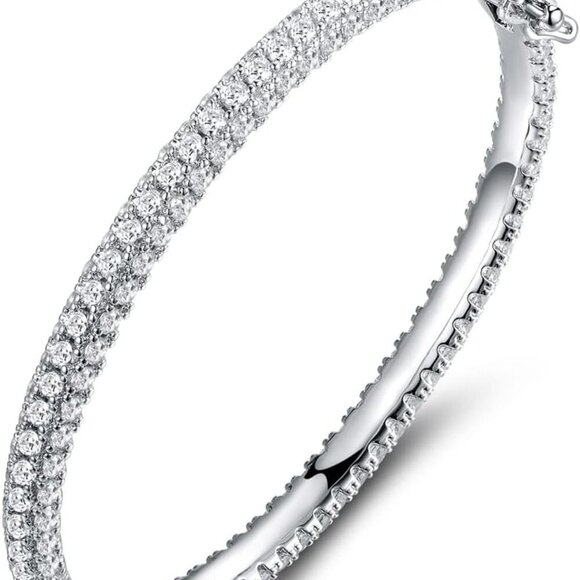 18K Gold Plated Crystal Bling Eternity Bangle Bracelet - Picture 1 of 8